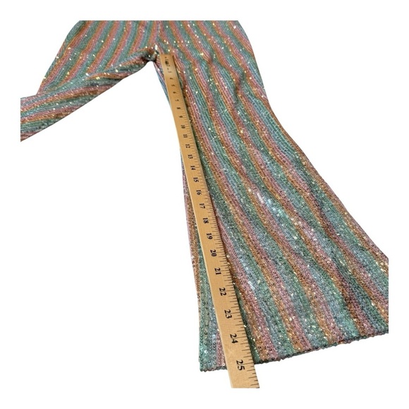 Chelsea & Violet Girls Sequin Bell Bottom Pink Silver Rainbow Pants NEW Size L - Picture 5 of 15